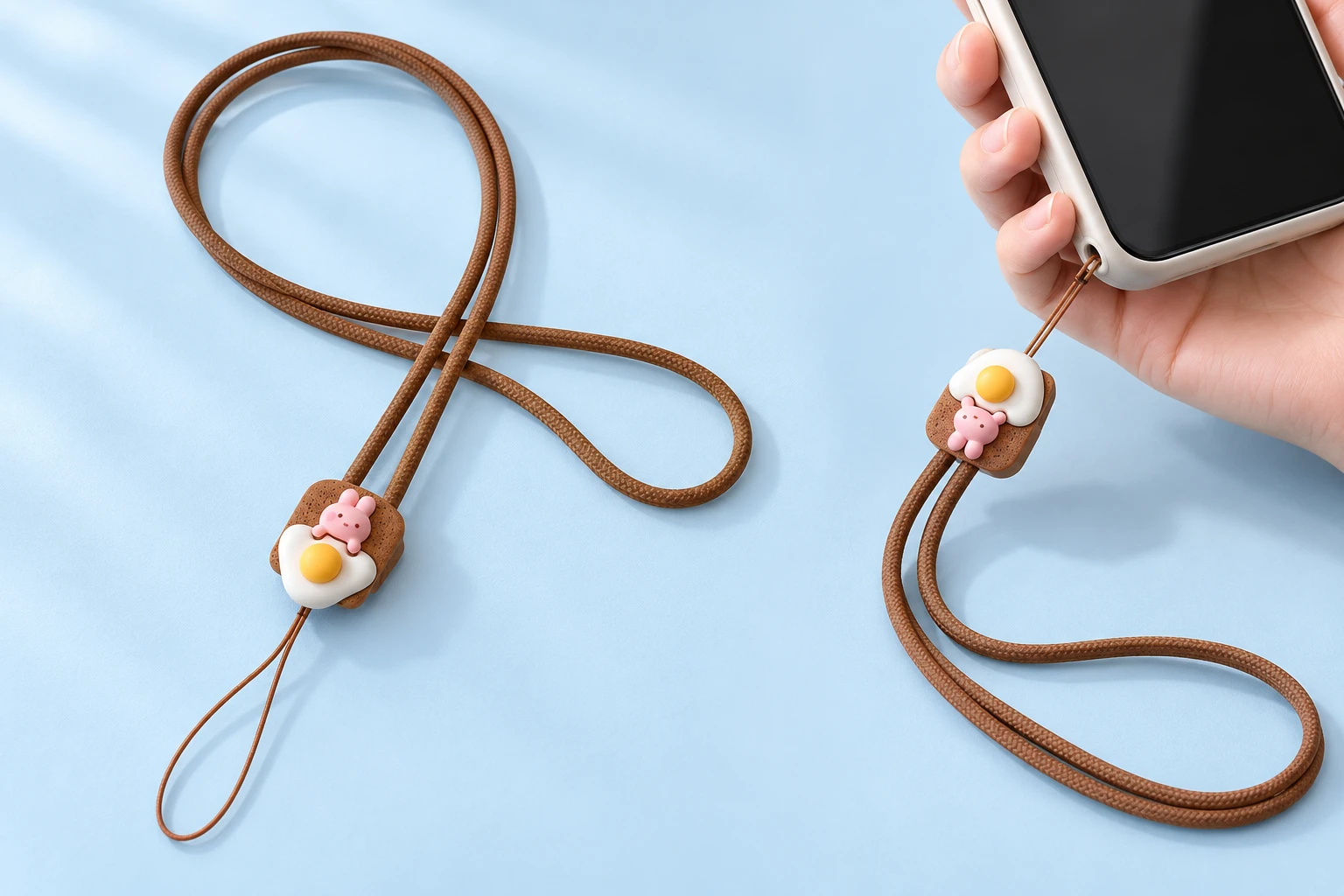 Brown Egg-Toast Bunny Phone Neck Lanyard