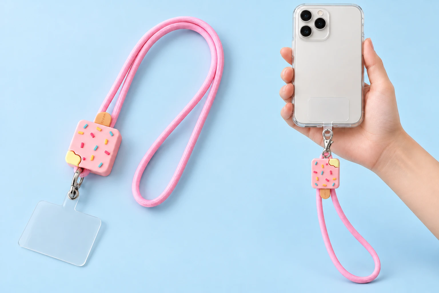 Pink Sprinkle Popsicle Phone Lanyard