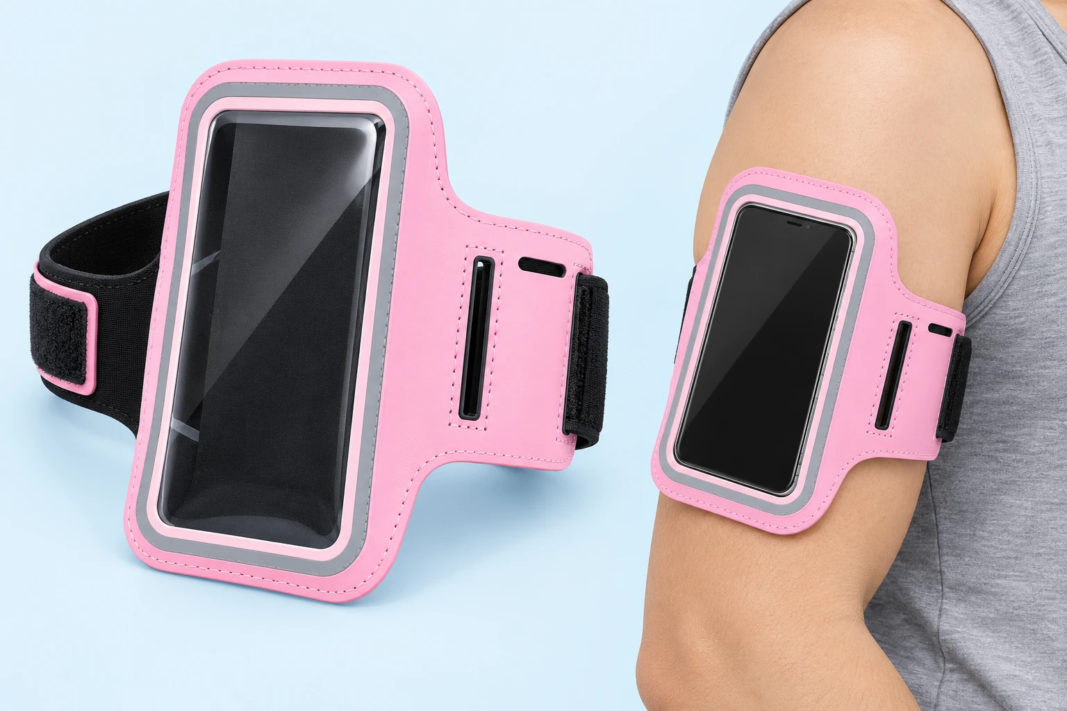 Pastel Pink Clear-Window Phone Armband photo