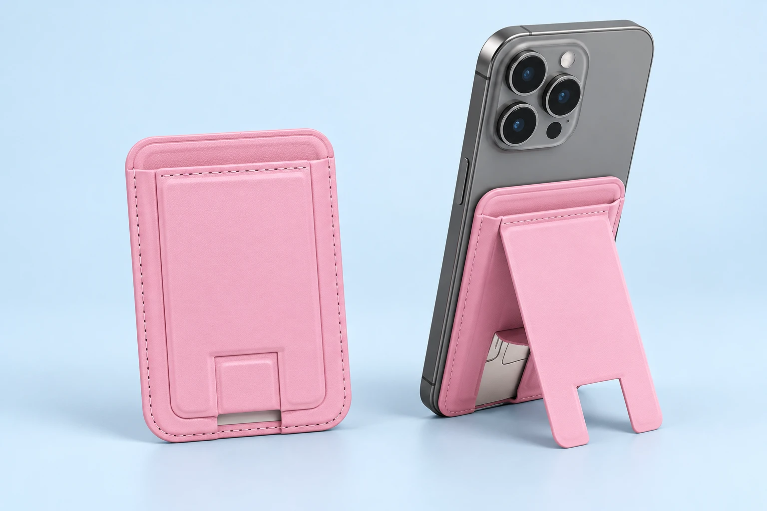 Light Pink U-Cut Wallet Phone Stand