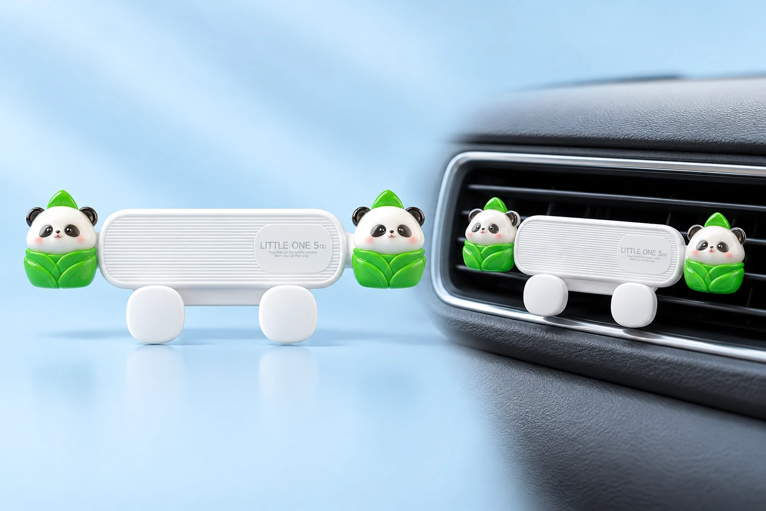 Leaf-Wrapped Panda Car Vent Phone Holder