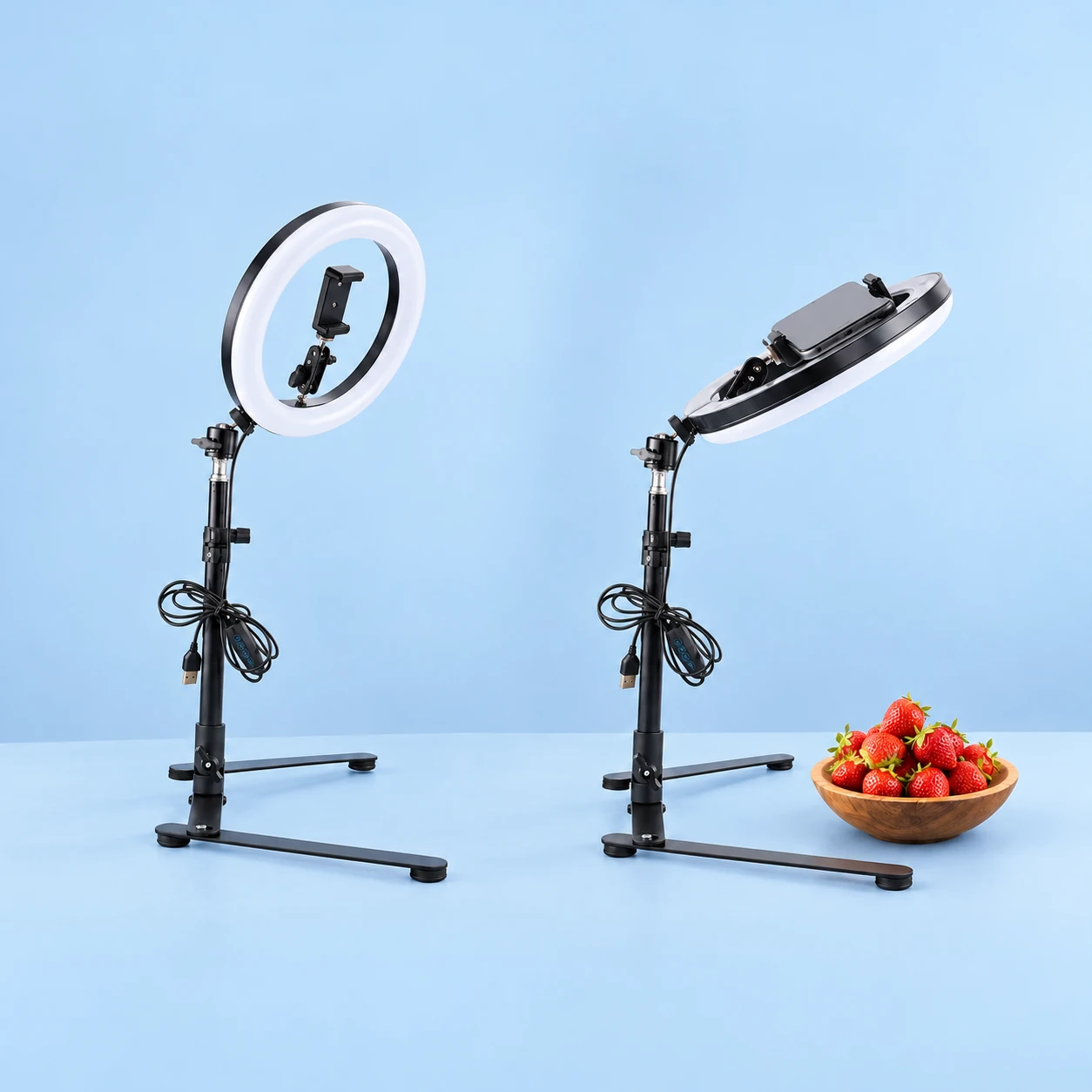 Black Twin-Runner Overhead Phone and Ring Light Kit
