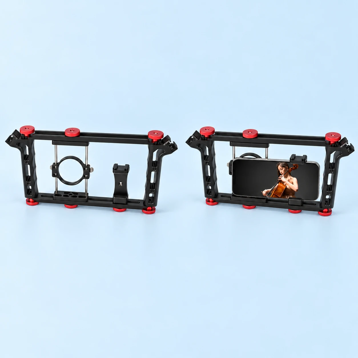 Black Twin-Track Phone Cage with Sliding Filter Mount