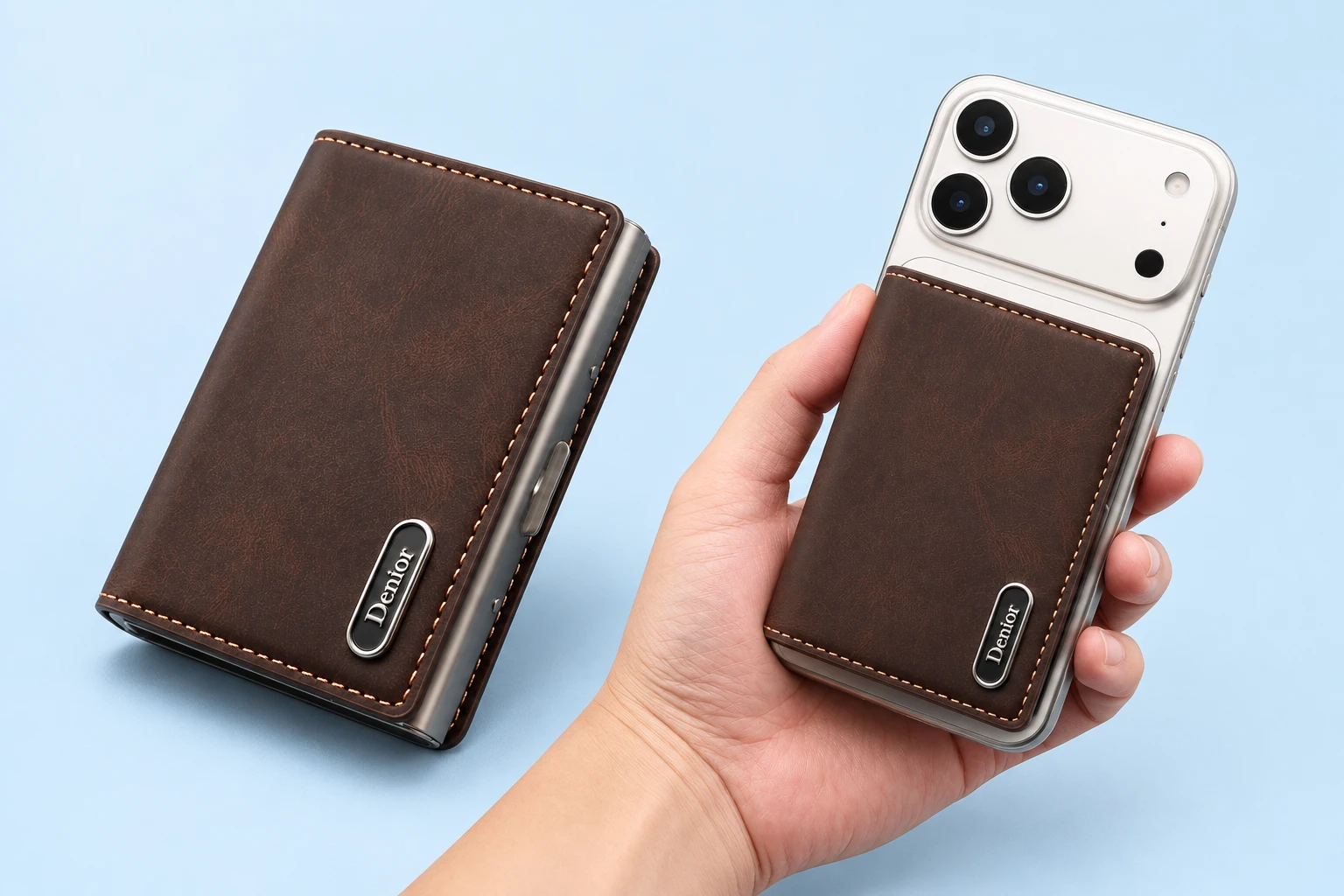 Brown Accordion Magnetic Phone Wallet photo