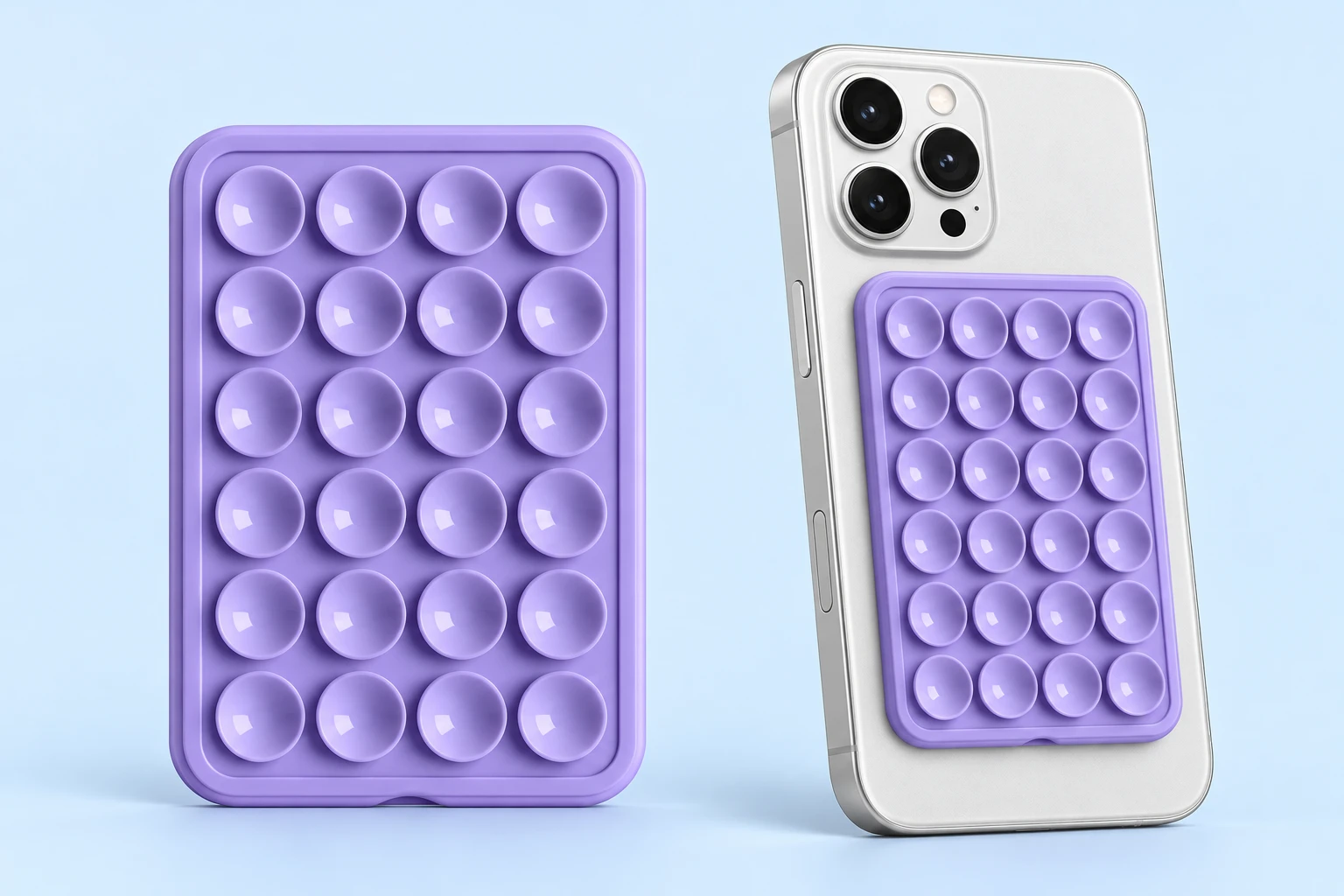 Lilac Filled-Grid Magnetic Suction Phone Pad