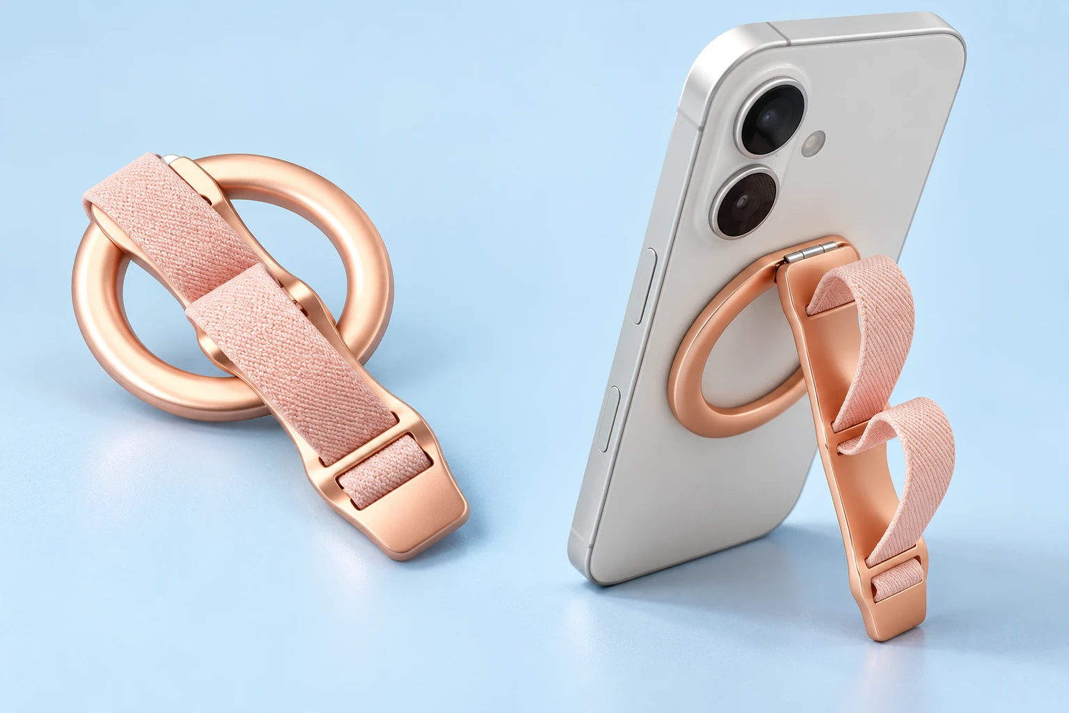 Pink Double-Woven-Loop Magnetic Phone Grip