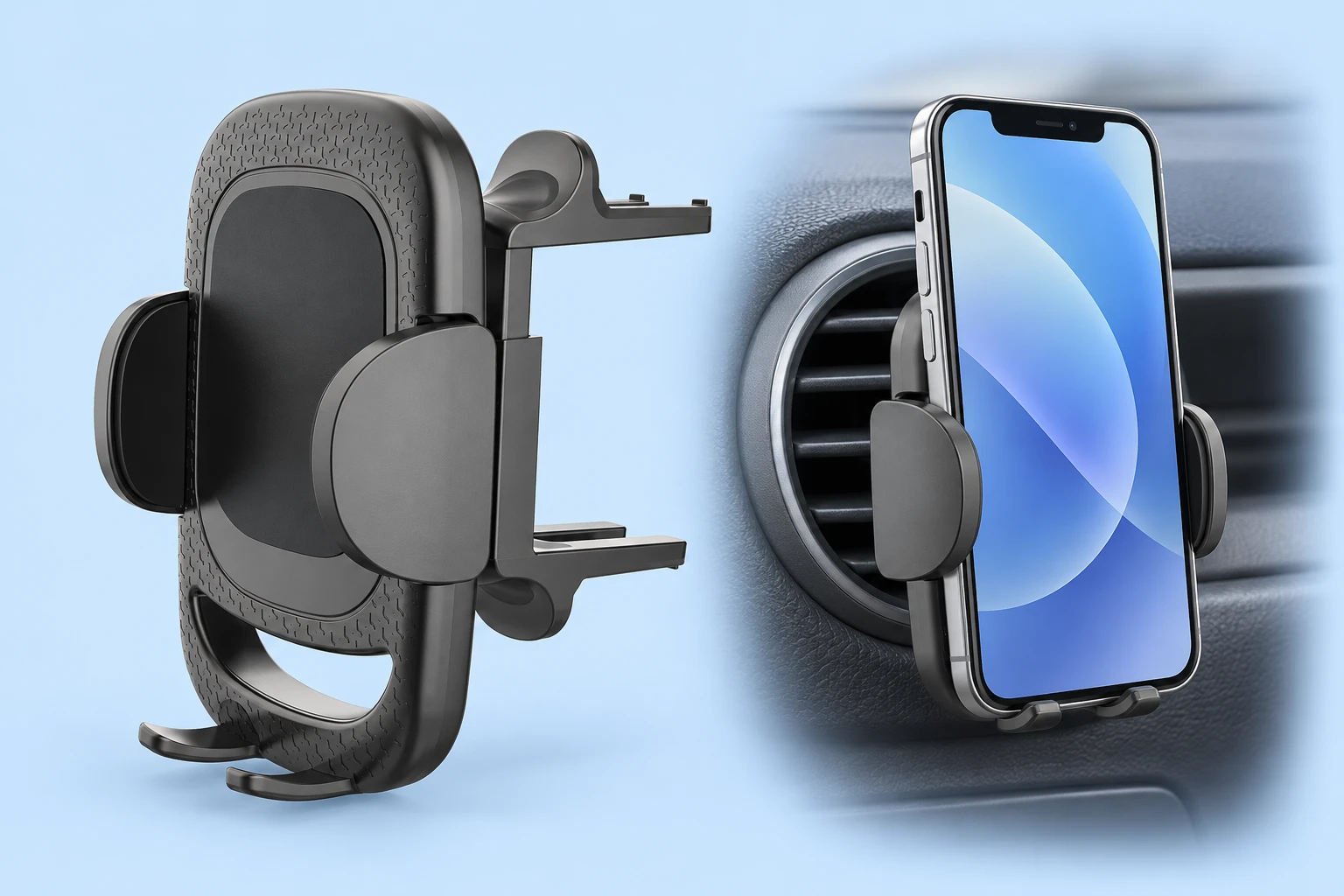 Two-Level Fork Round-Vent Phone Cradle