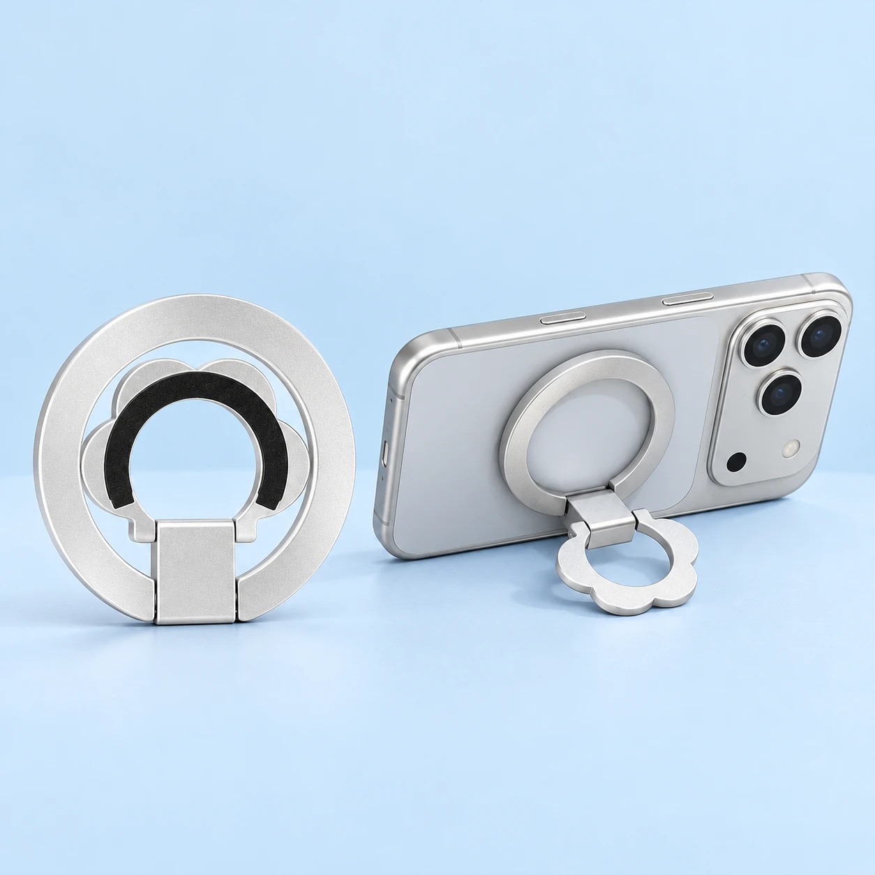 Silver Flower-Foot Folding Magnetic Phone Stand
