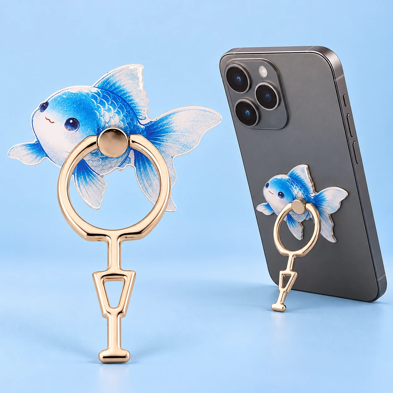Blue Goldfish Folding Phone Ring Stand