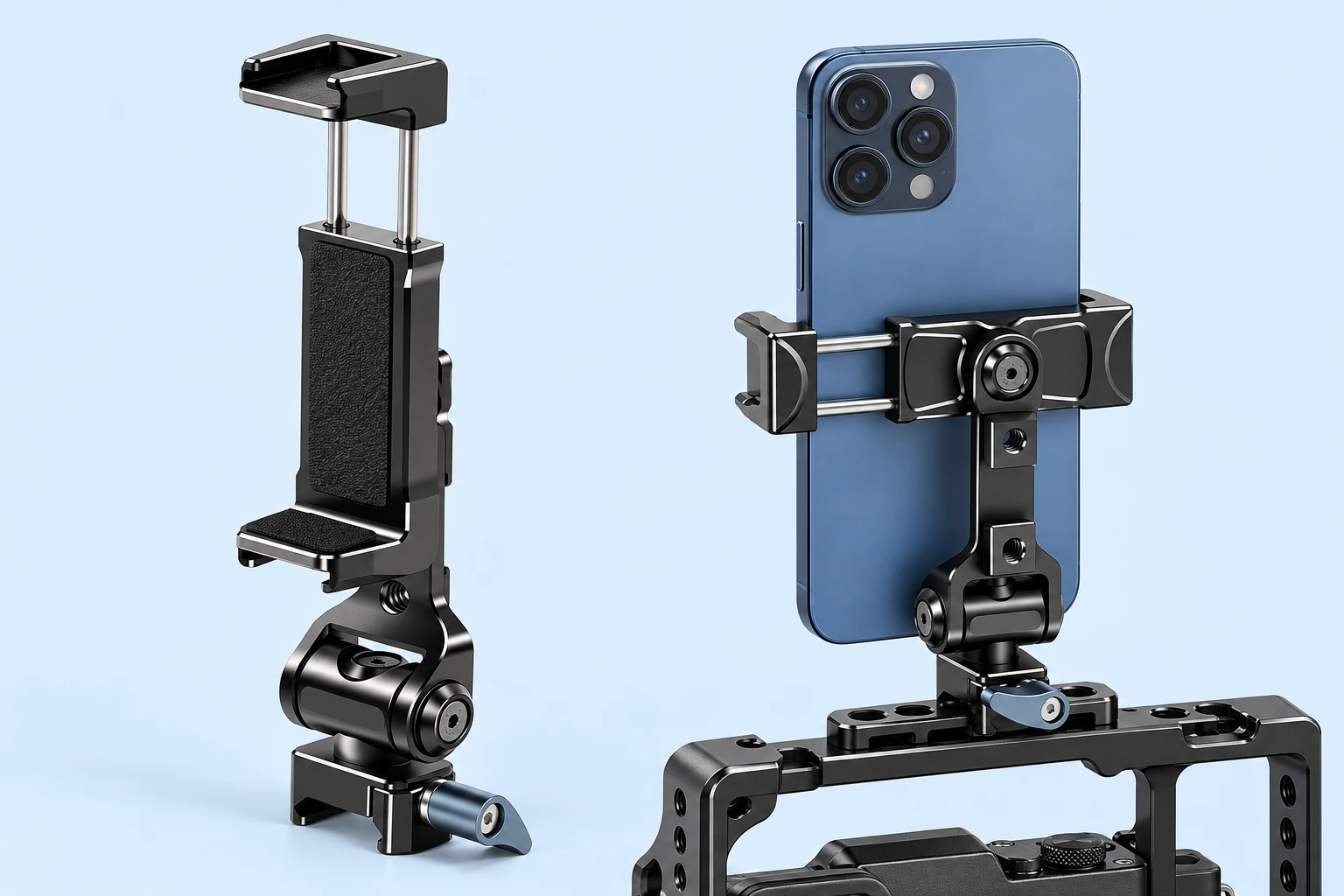 Black NATO-Rail Tilting Phone Clamp
