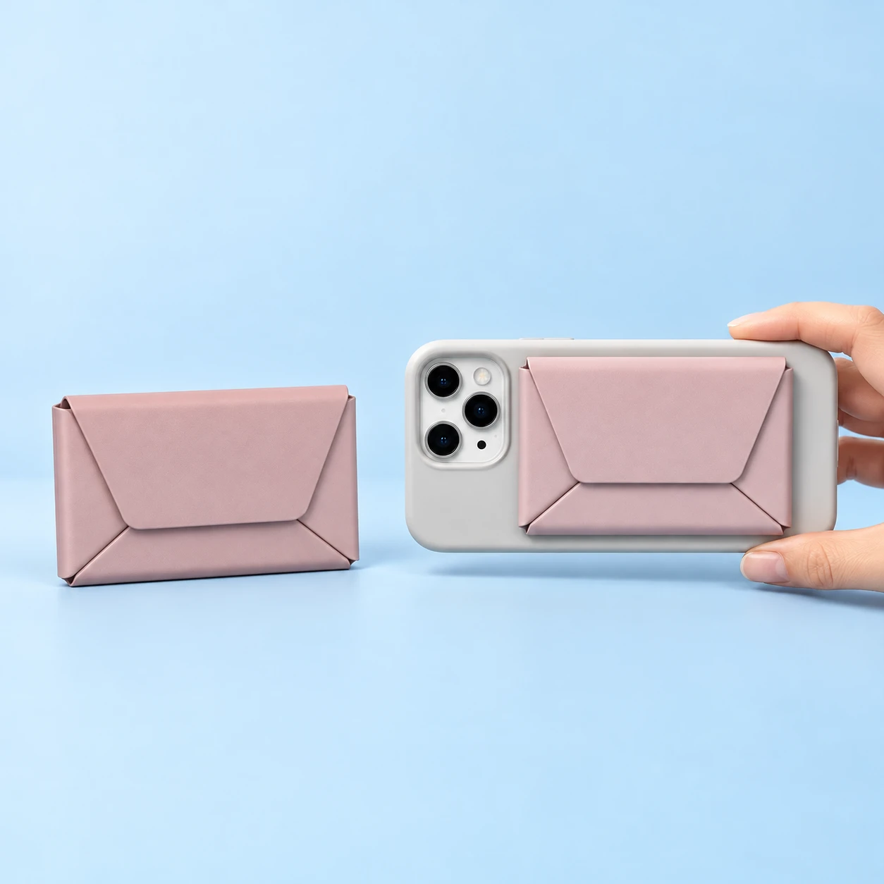Dusty Pink Envelope-Fold Magnetic Wallet Phone Stand
