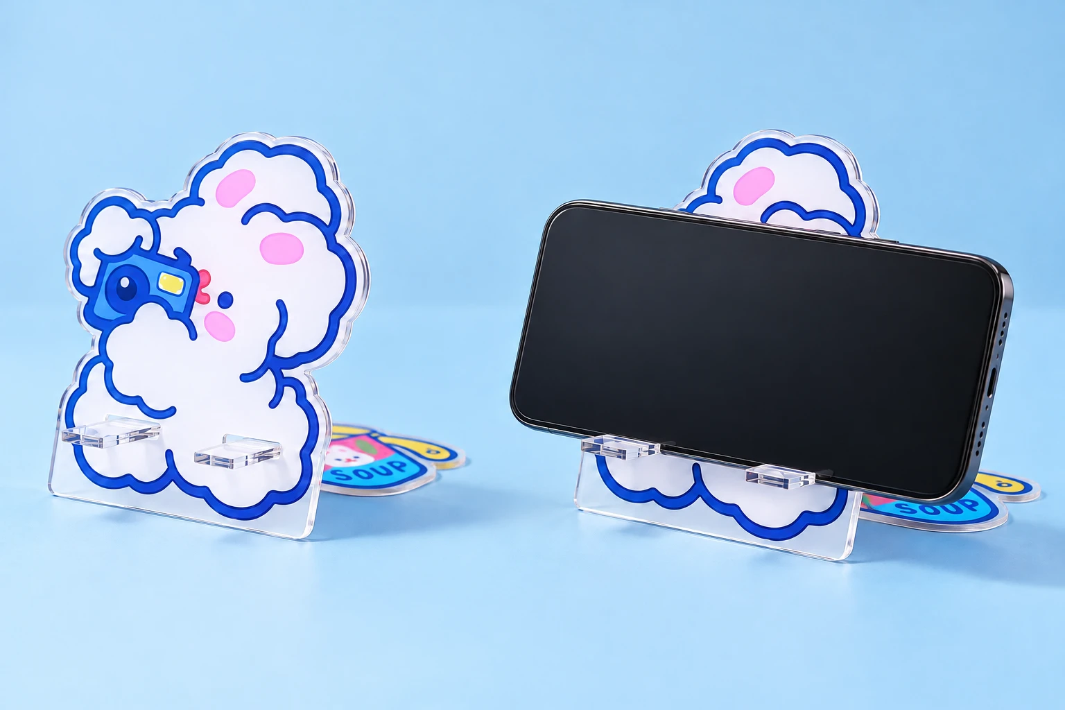 Photographer bunny two-piece acrylic phone stand and landscape phone illustration
