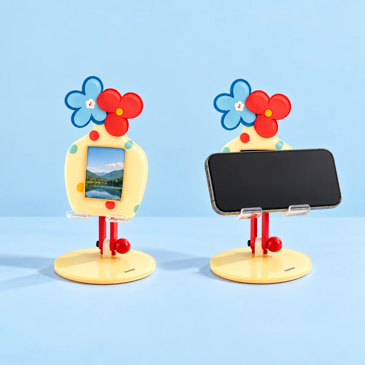 Cream Flower-Vase Photo-Frame Folding Phone Stand