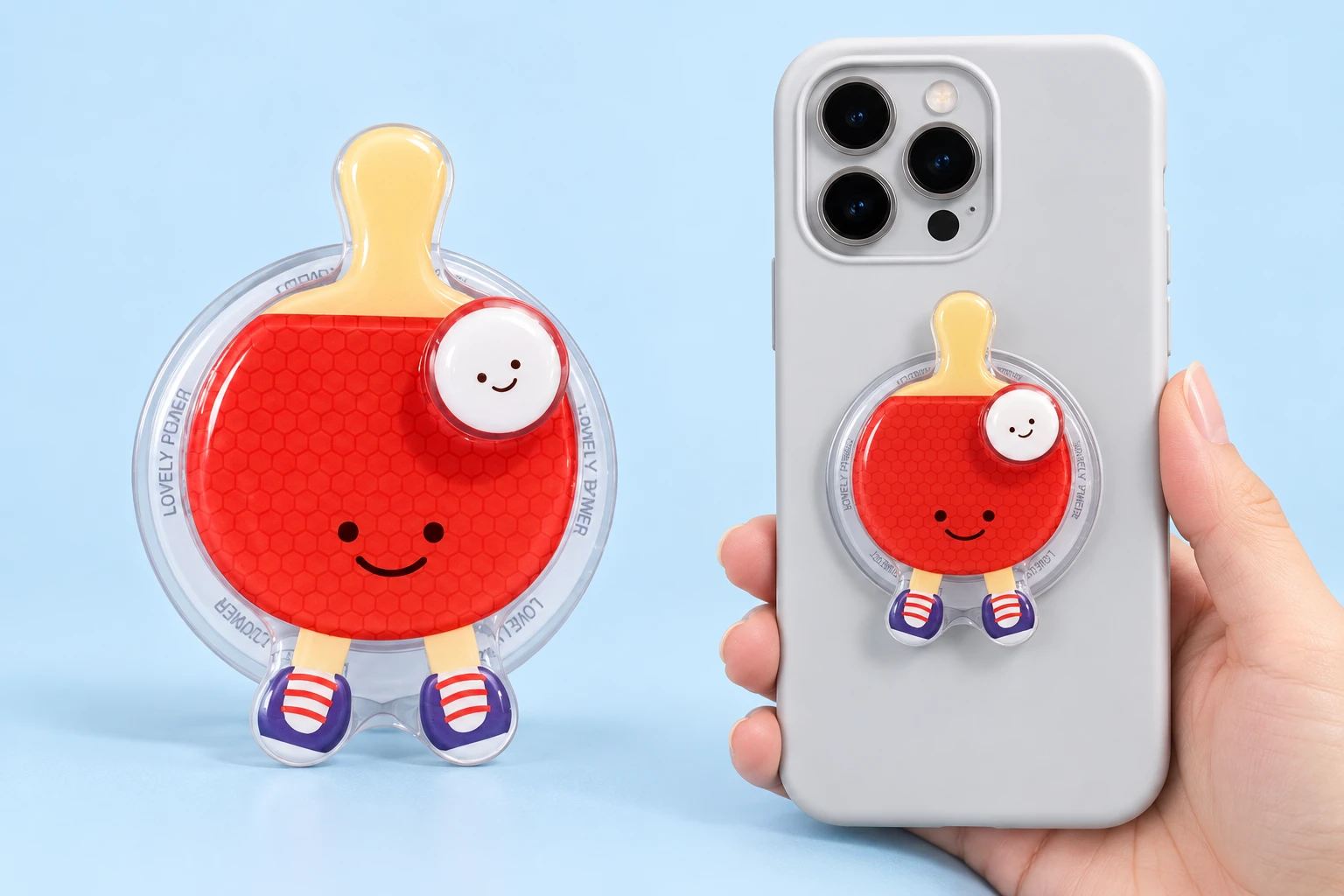 Smiling Table-Tennis Paddle Magnetic Phone Grip