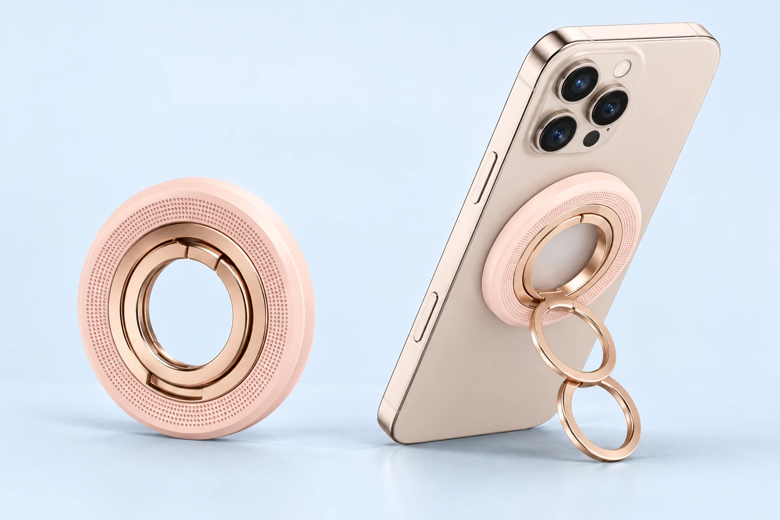 Pastel Pink Linked-Ring Magnetic Phone Stand