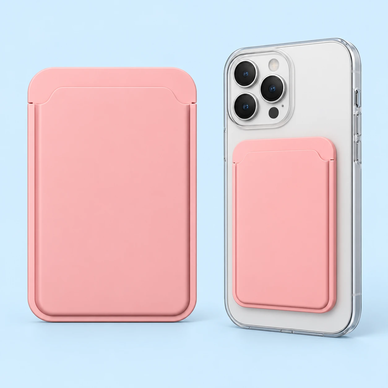 Pastel Pink Vertical-Slide Magnetic Phone Card Holder