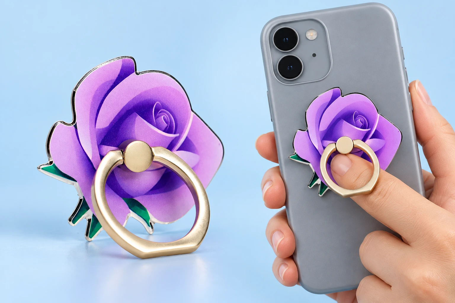Purple Rose-Bud Phone Ring Holder