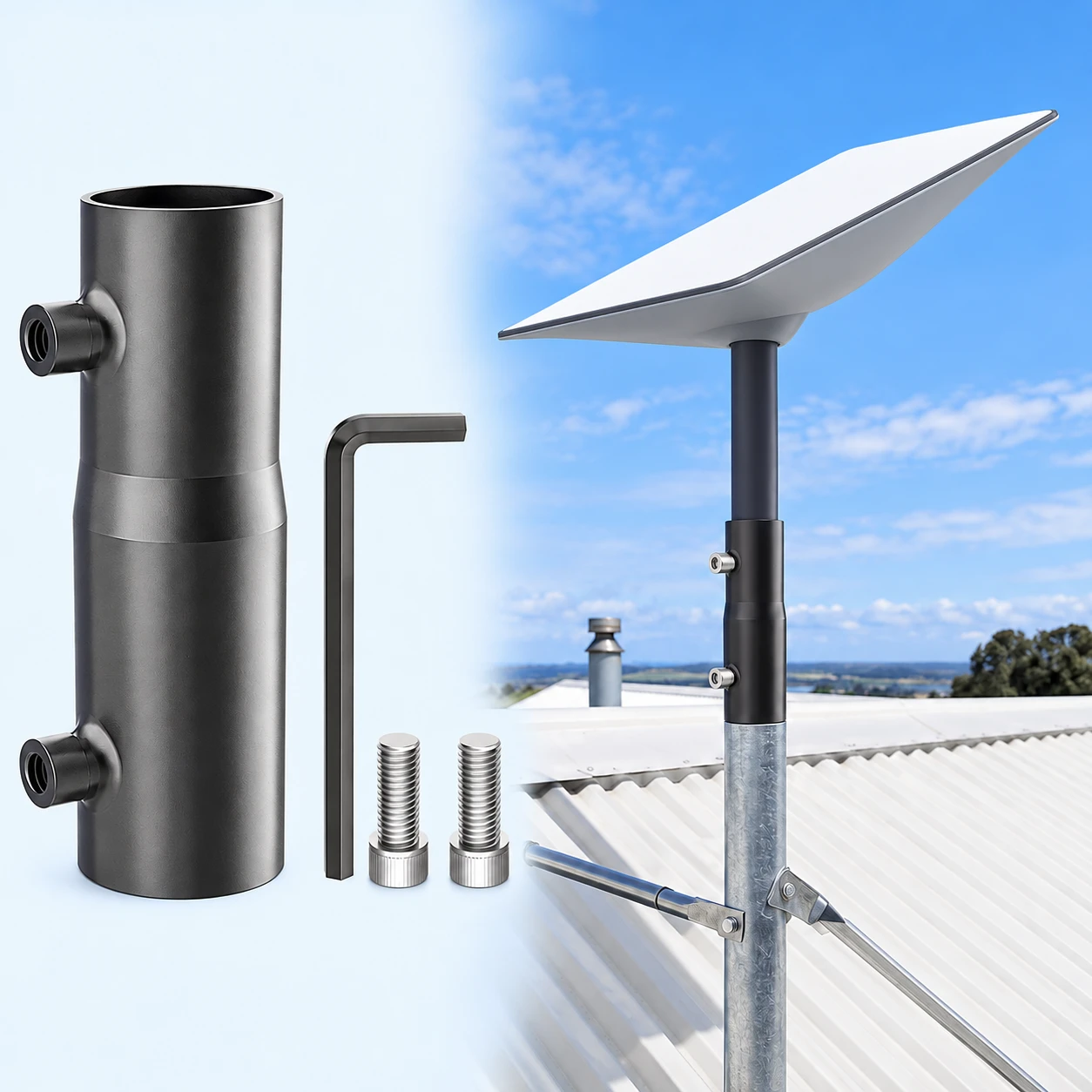 Two-Bolt Stepped Pole Coupler for Starlink Gen2