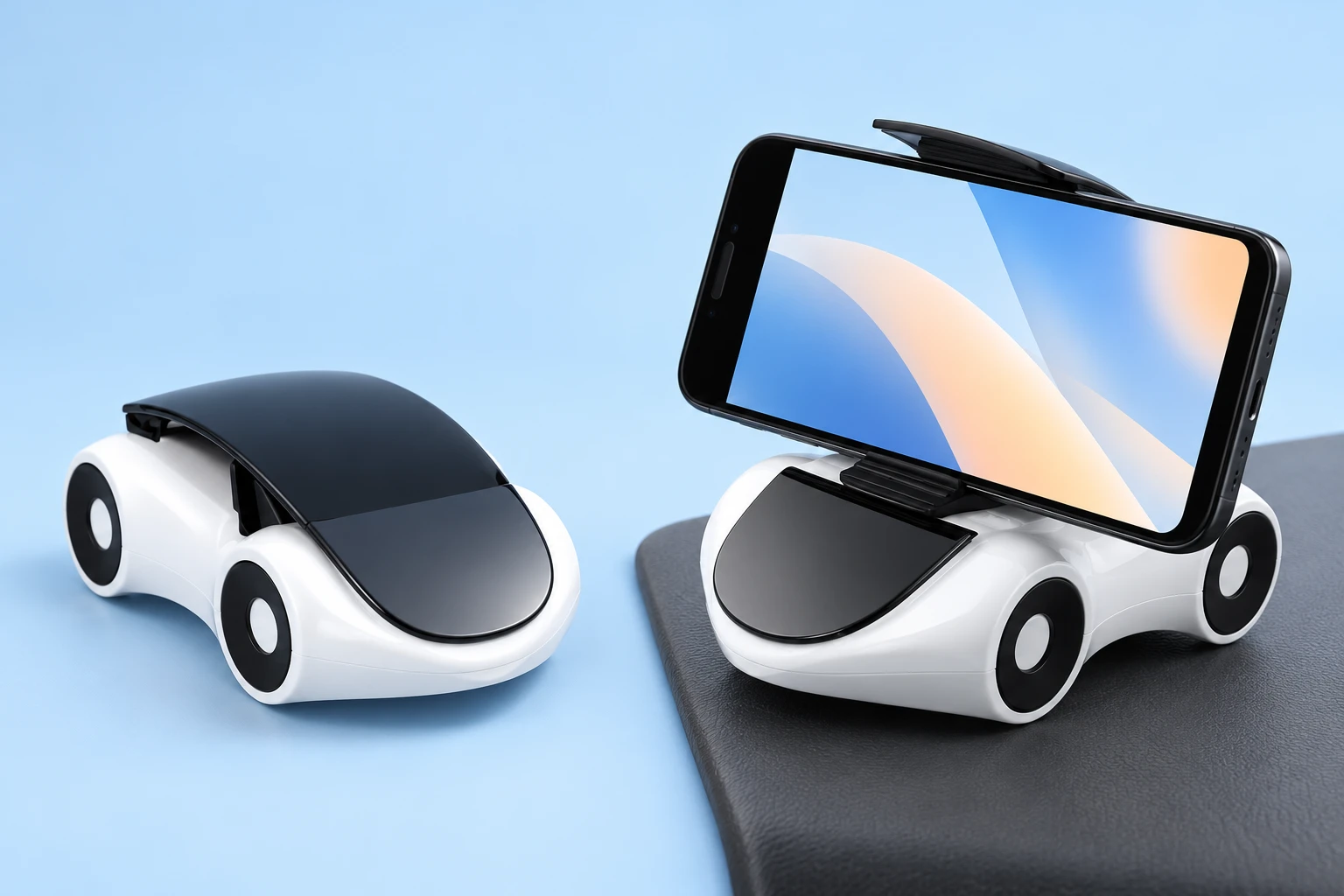 White Mini Car Dashboard Phone Holder photo