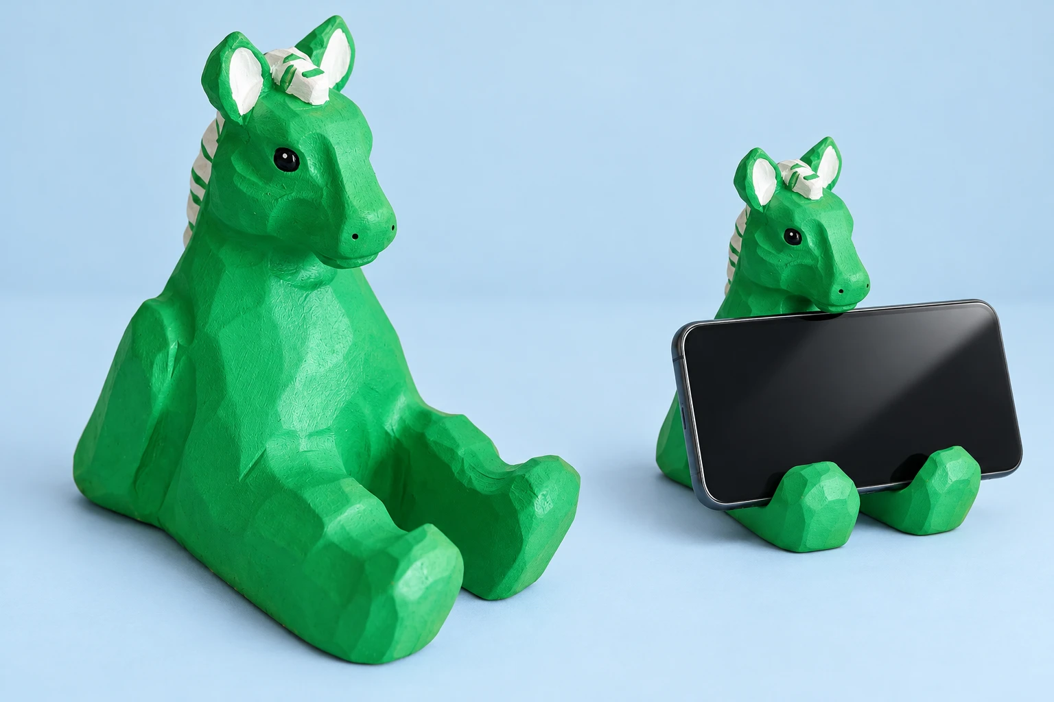 Green Wooden Horse Phone Stand