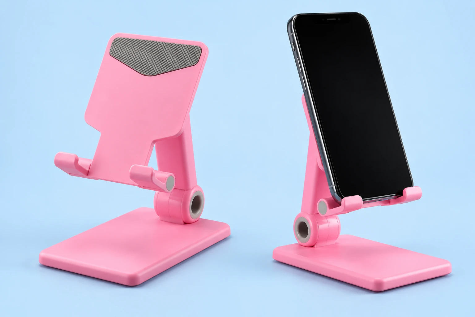 Pastel Pink Curved-Arm Folding Desktop Phone Stand