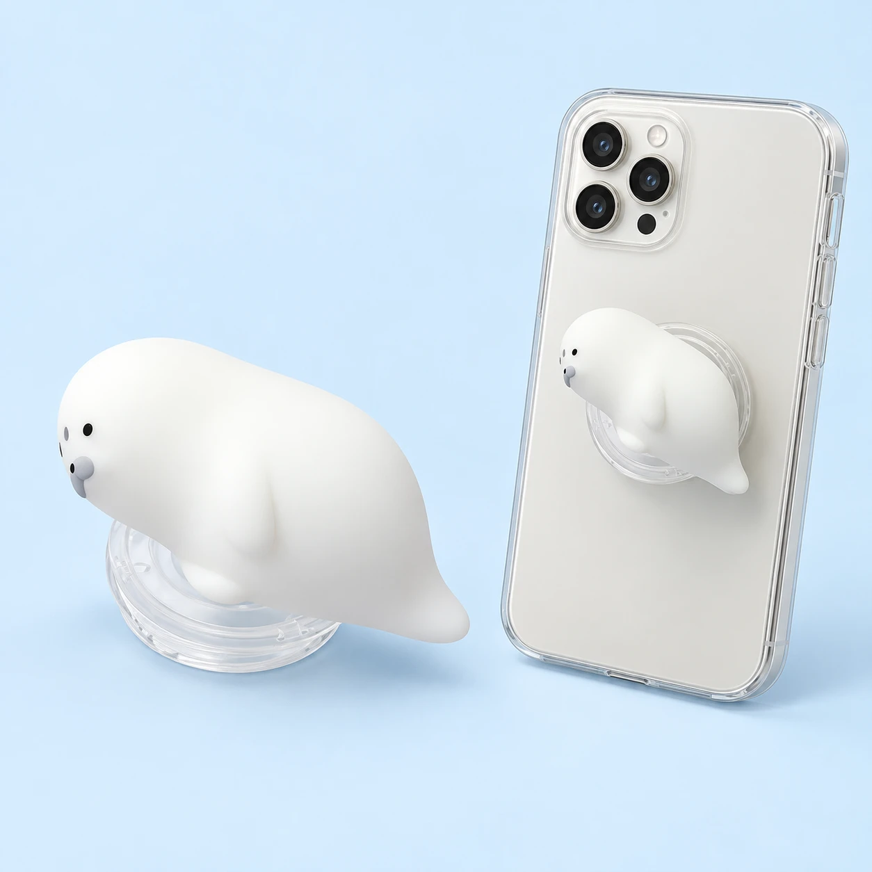 White Seal Silicone Phone Grip