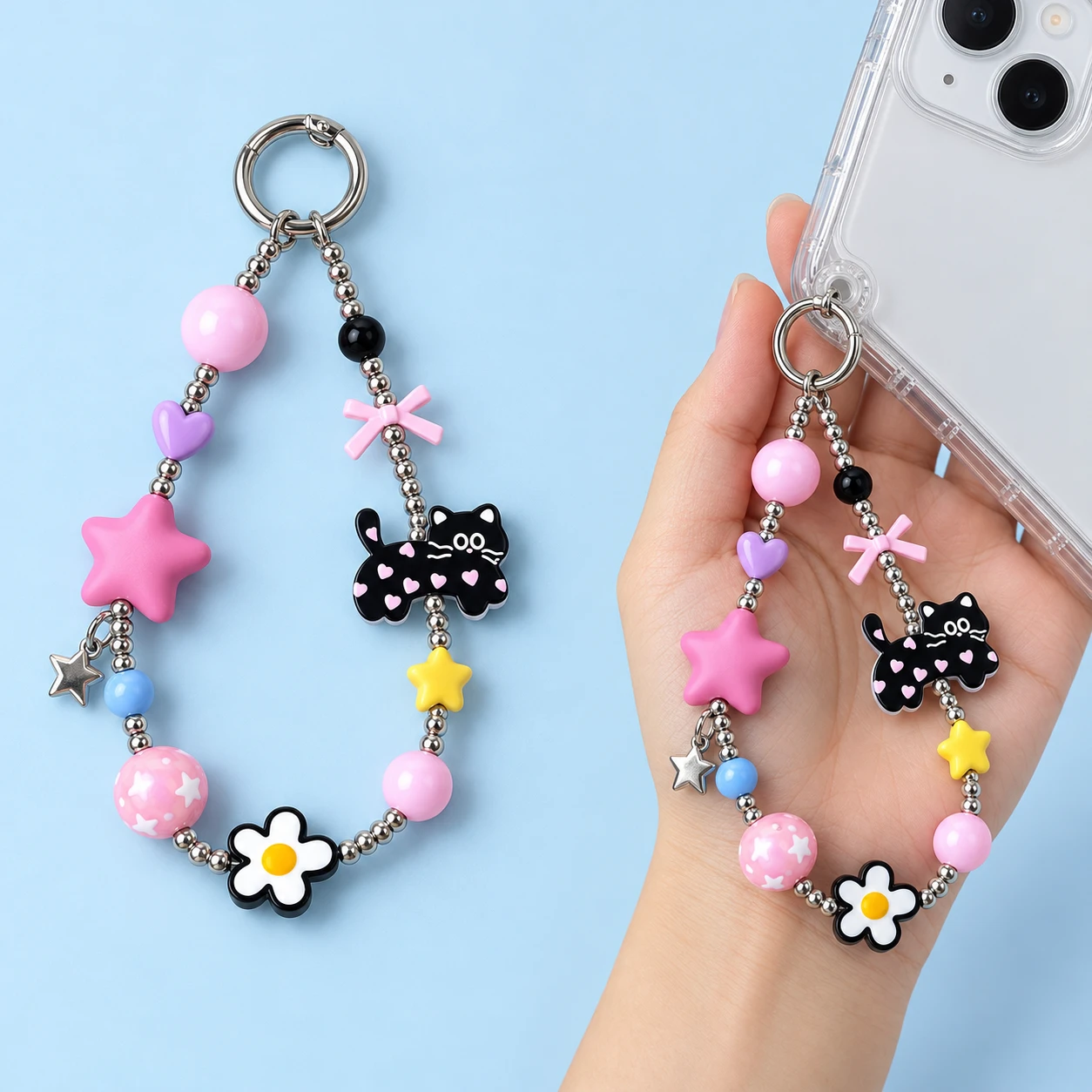 Pink Star and Cat Phone Wrist Loop Kit