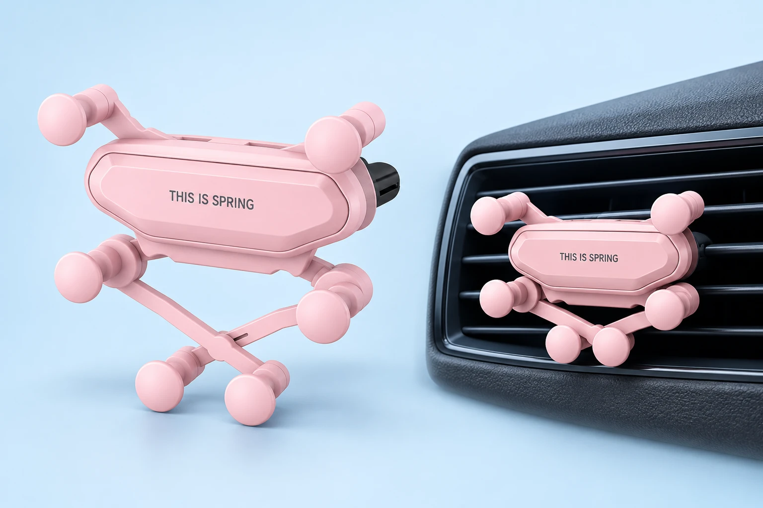 Pastel Pink Six-Pin Gravity Car Vent Phone Holder