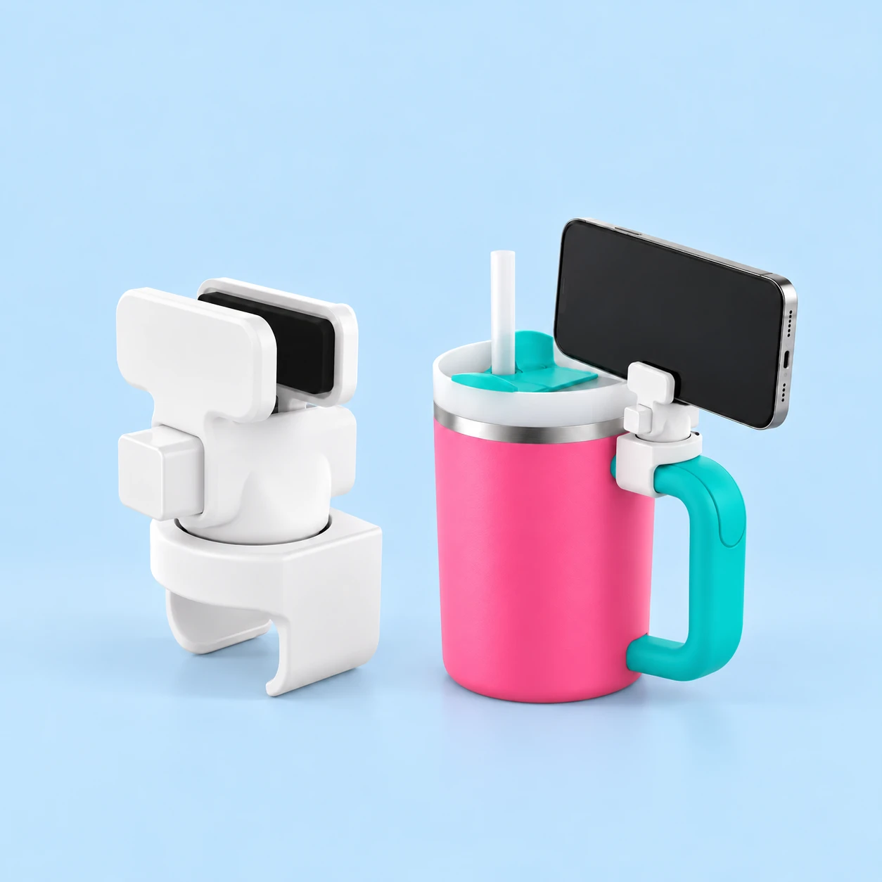 White Cup-Handle Phone Clip