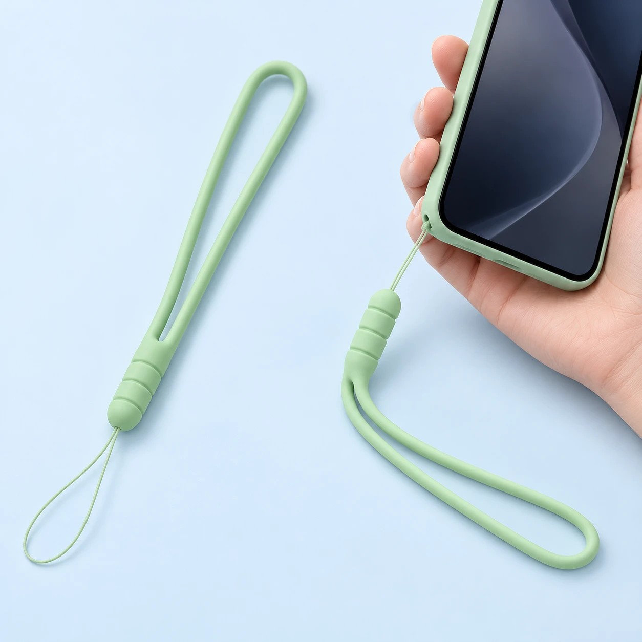 Matcha Green Slotted Silicone Phone Wrist Loop