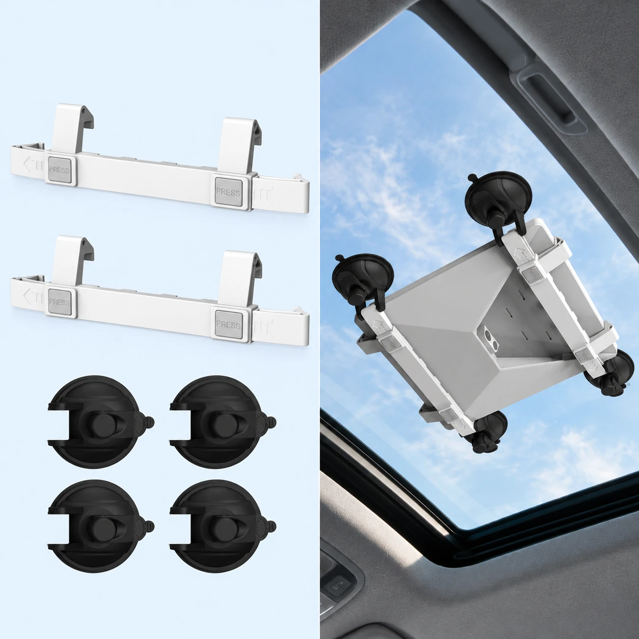 White PRESS Four-Suction Twin-Rail Mount