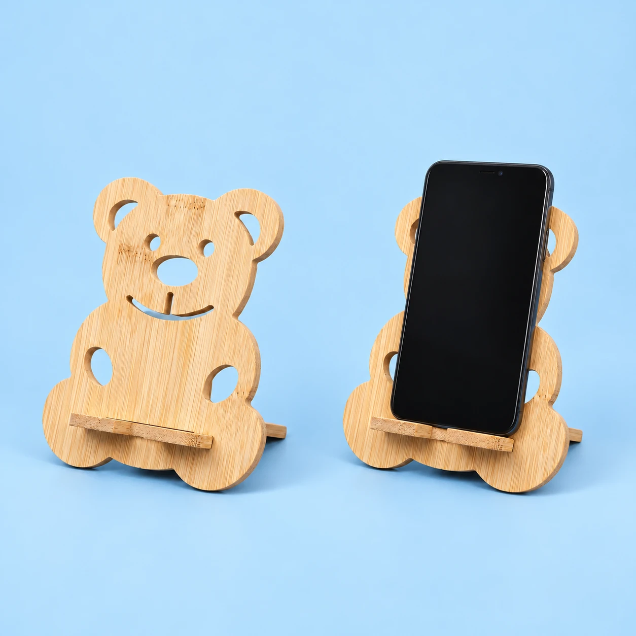 Seated Teddy Bamboo Phone Stand