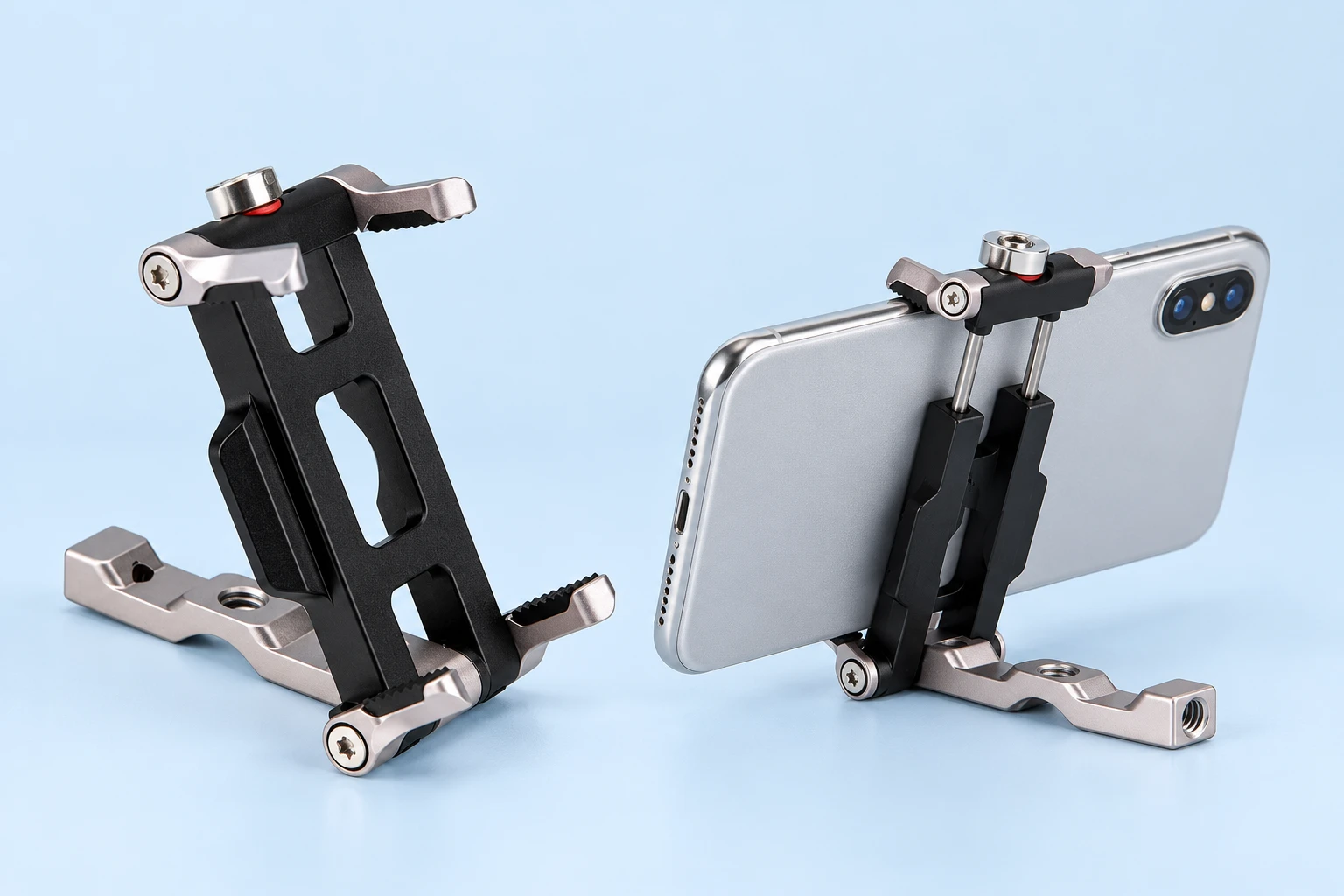 Black and Silver Folding Quick-Plate Phone Clamp