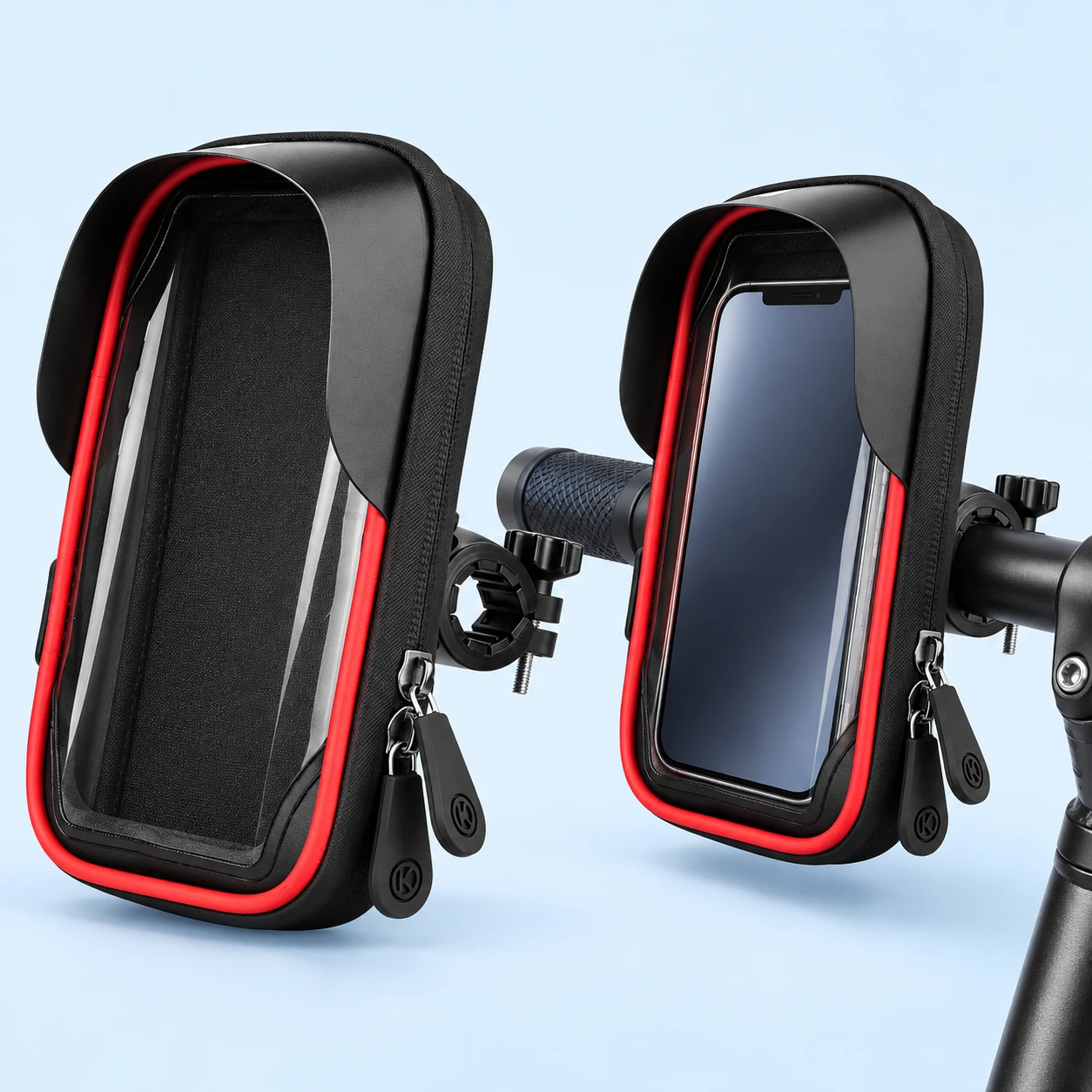 Red-Trim Visor Handlebar Phone Pouch