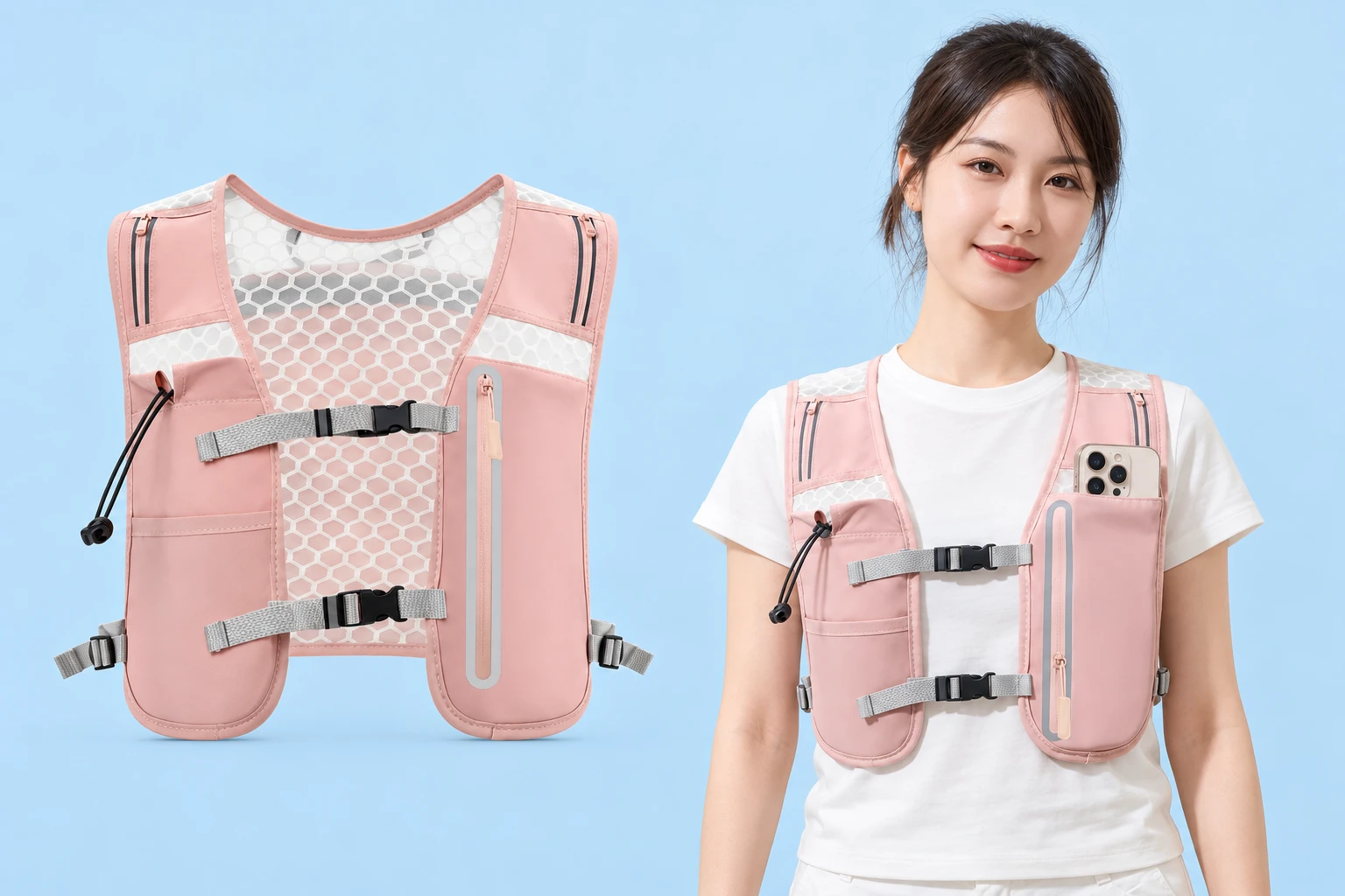 Pink Split-Front Phone Carry Vest