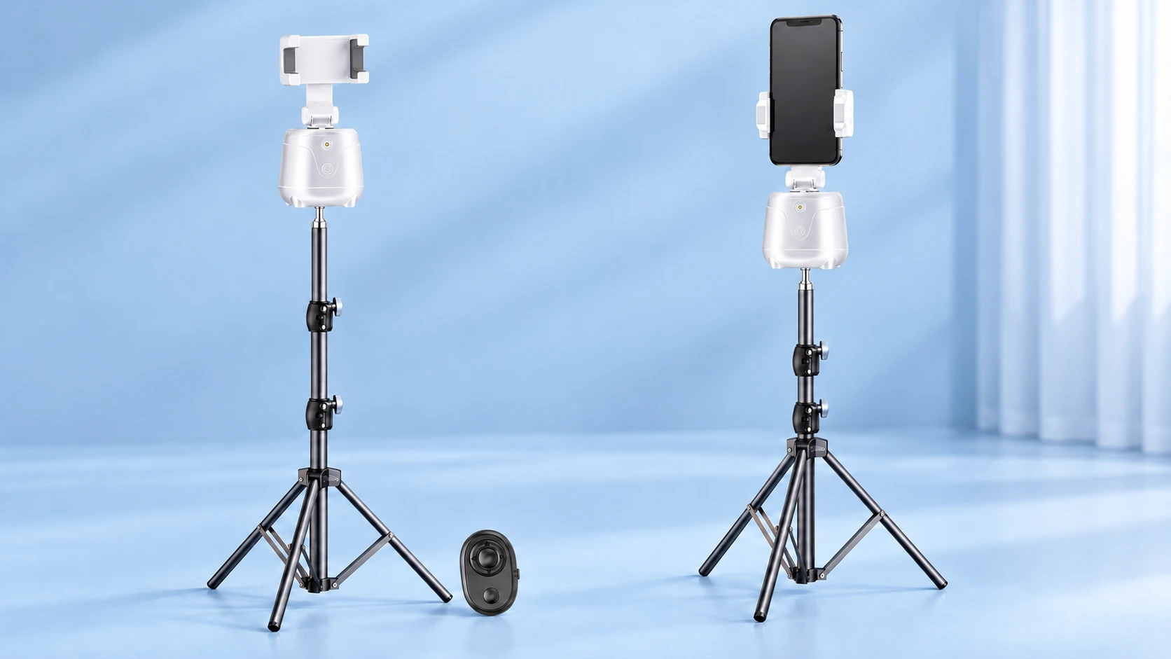 White Face-Tracking Phone Pod with Braced Tripod