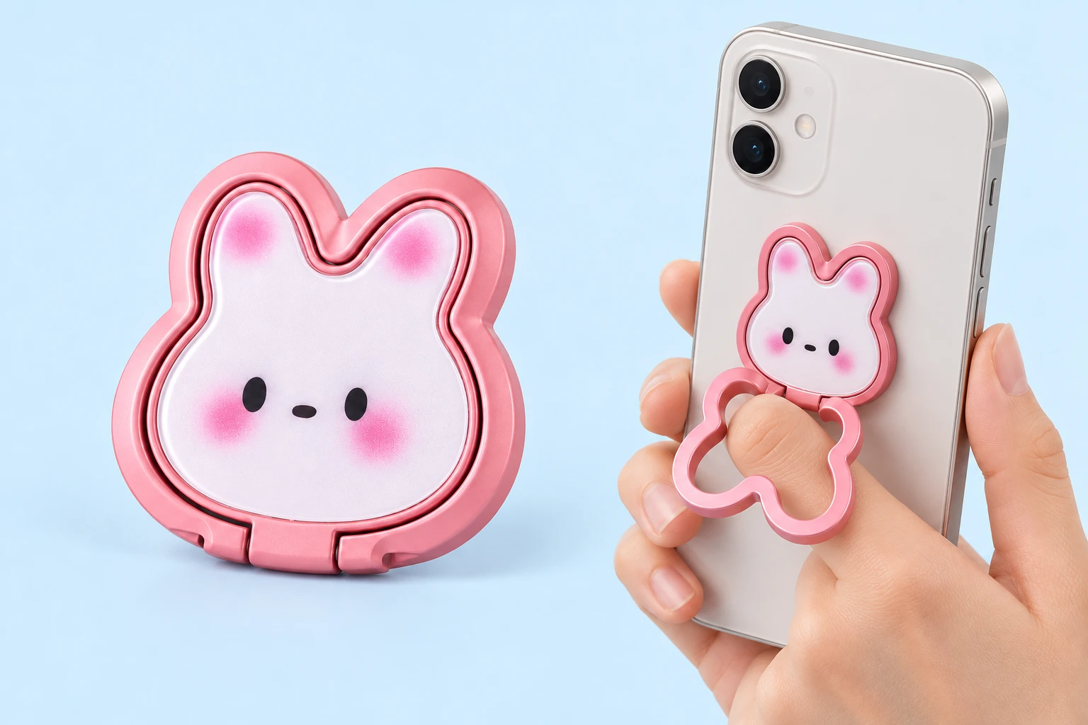 Pink Bunny Folding Phone Ring Holder