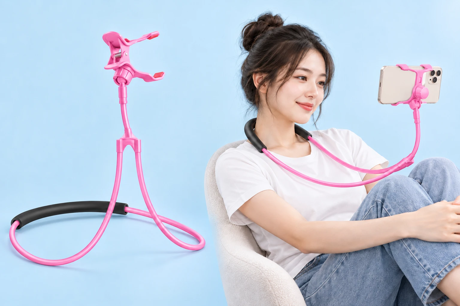 Pink Flexible Neck Phone Holder