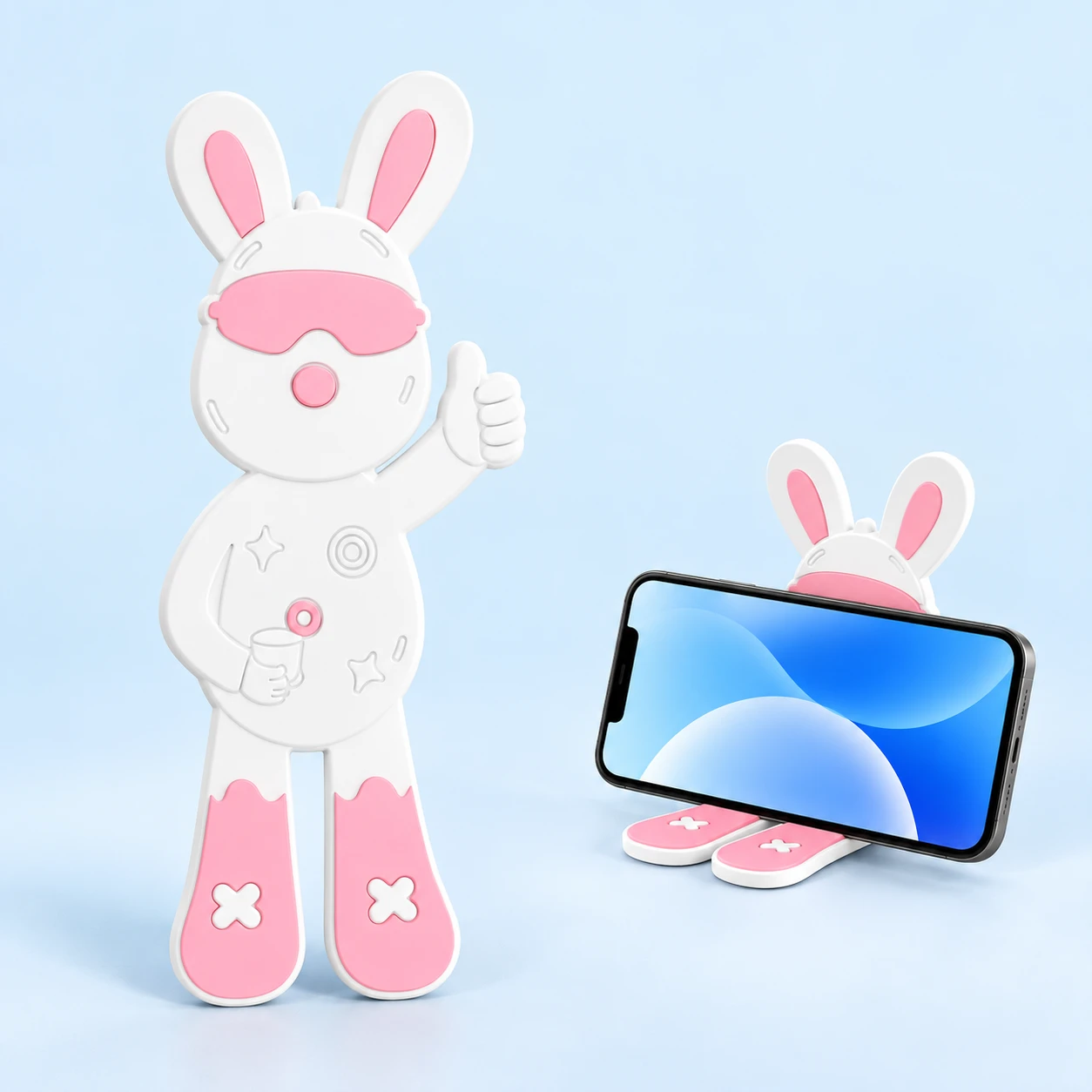 White Bunny Flexible Silicone Phone Stand