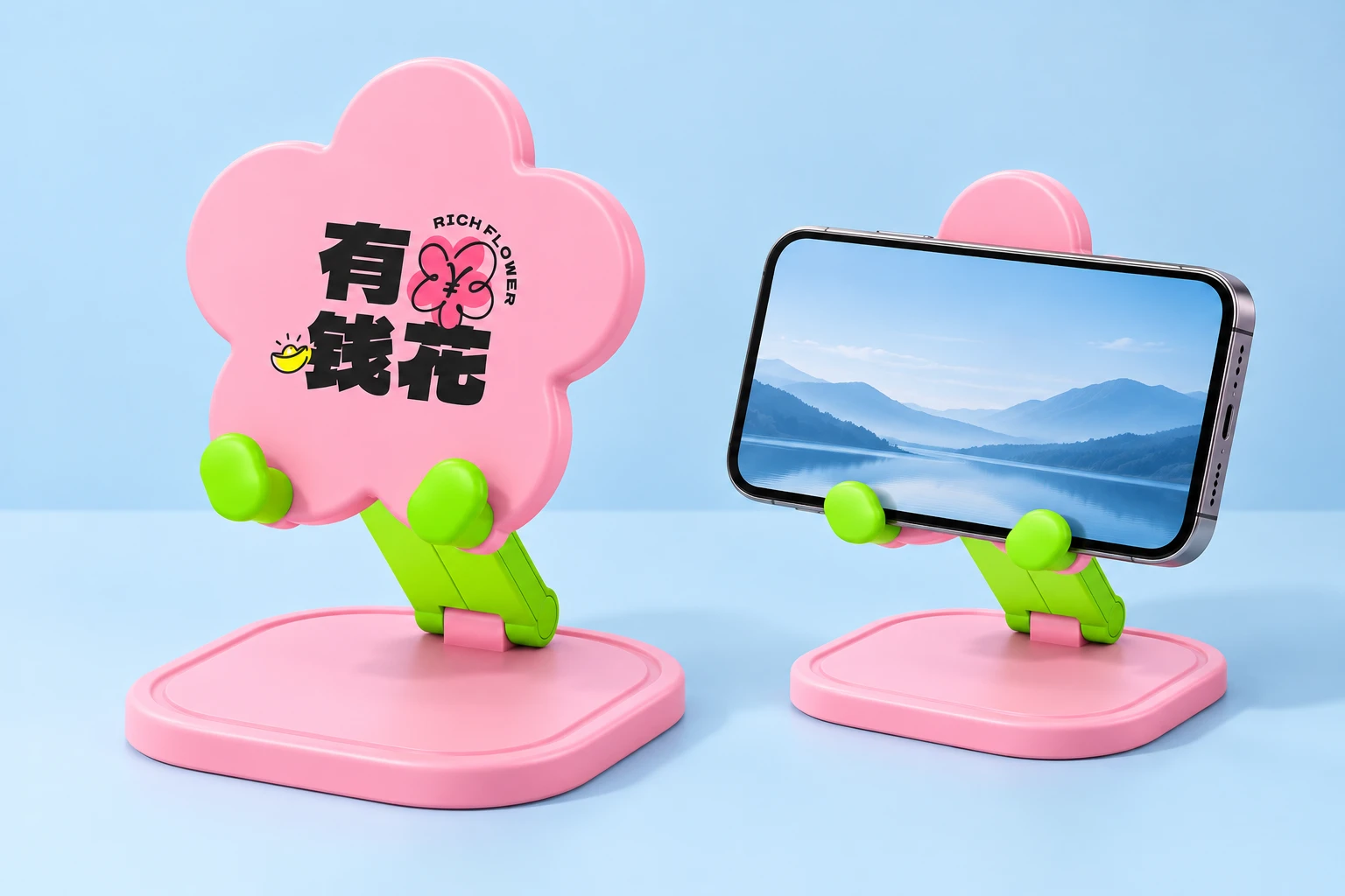 Pink Flower Folding Desk Phone Stand