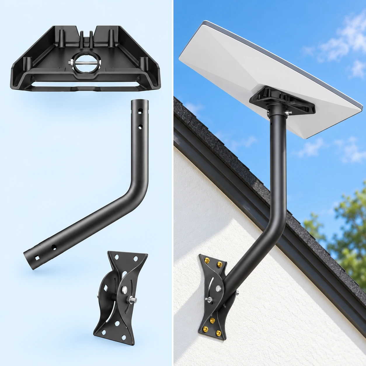 Starlink Gen3 Ribbed Receiver Bent-Mast Mount Kit