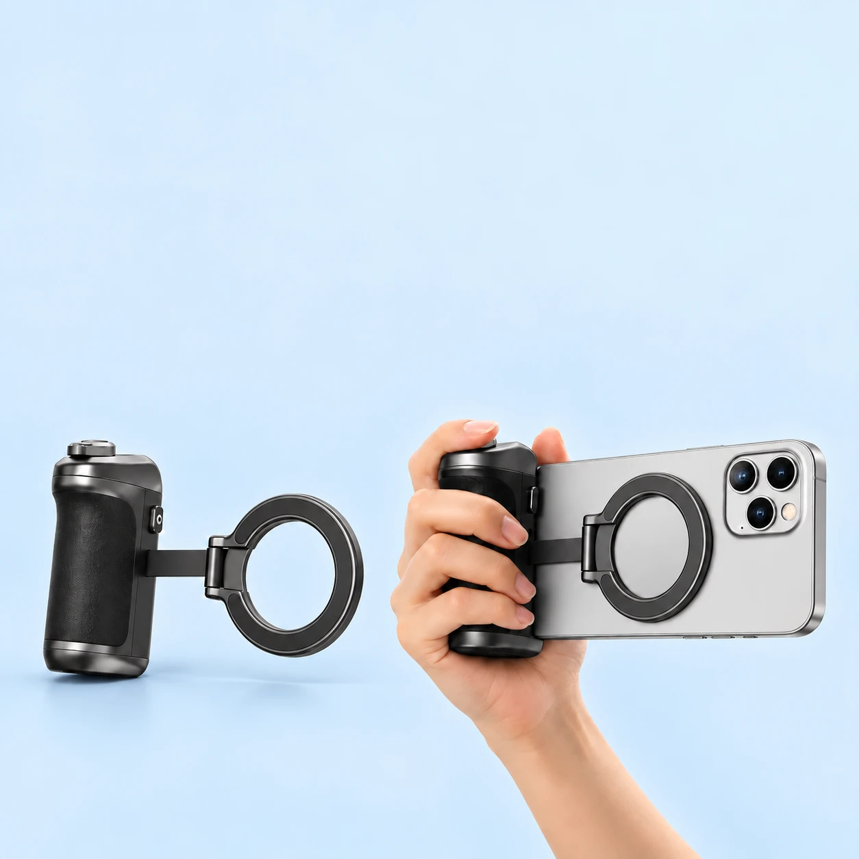 Black Magnetic Phone Grip with Power-Bank Handle