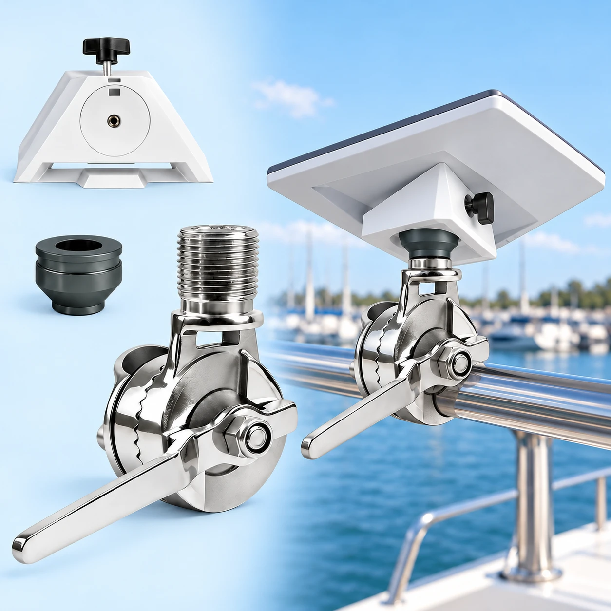 Starlink Mini Marine-Rail Dual-Ratchet Clamp Mount