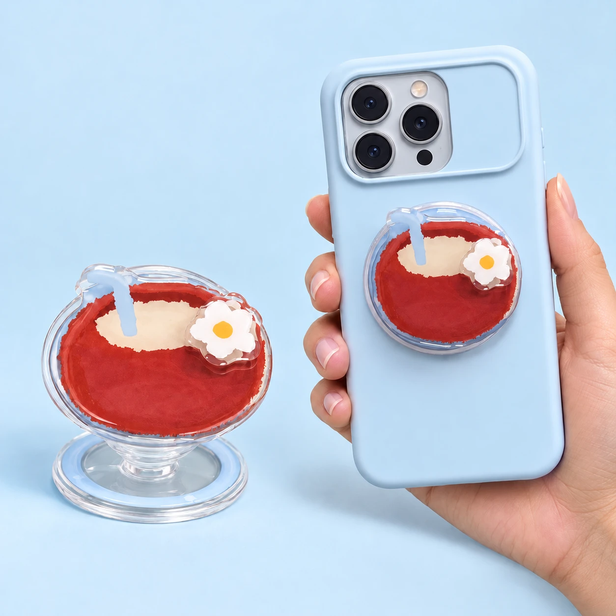 Red coconut flower expandable phone grip and hand-supported compatible phone-case illustration