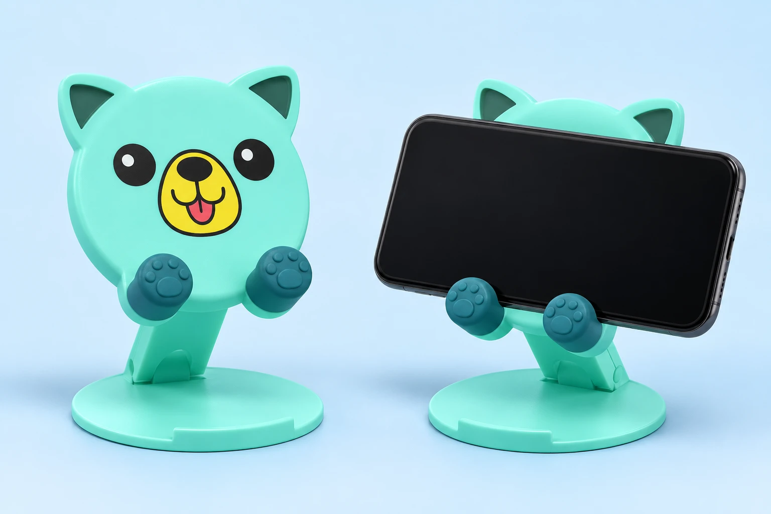 Mint Pointed-Ear Puppy Folding Phone Stand