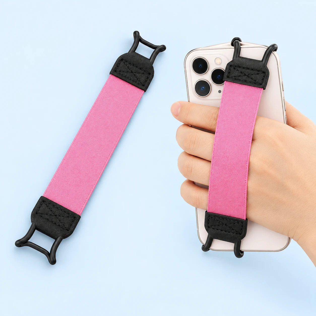 Rose Pink Wide Hook-End Phone Hand Strap