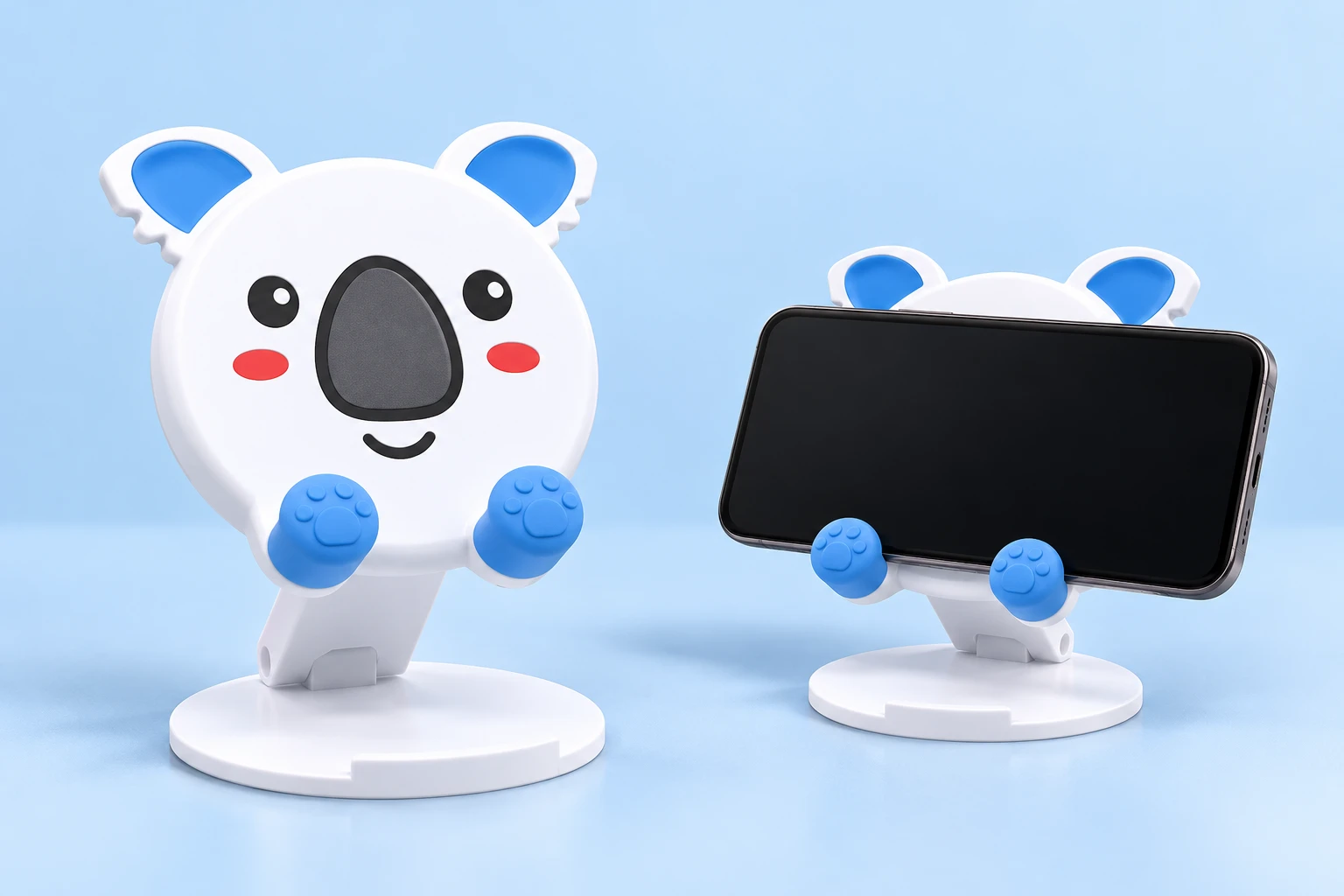 White and Blue Koala Folding Phone Stand