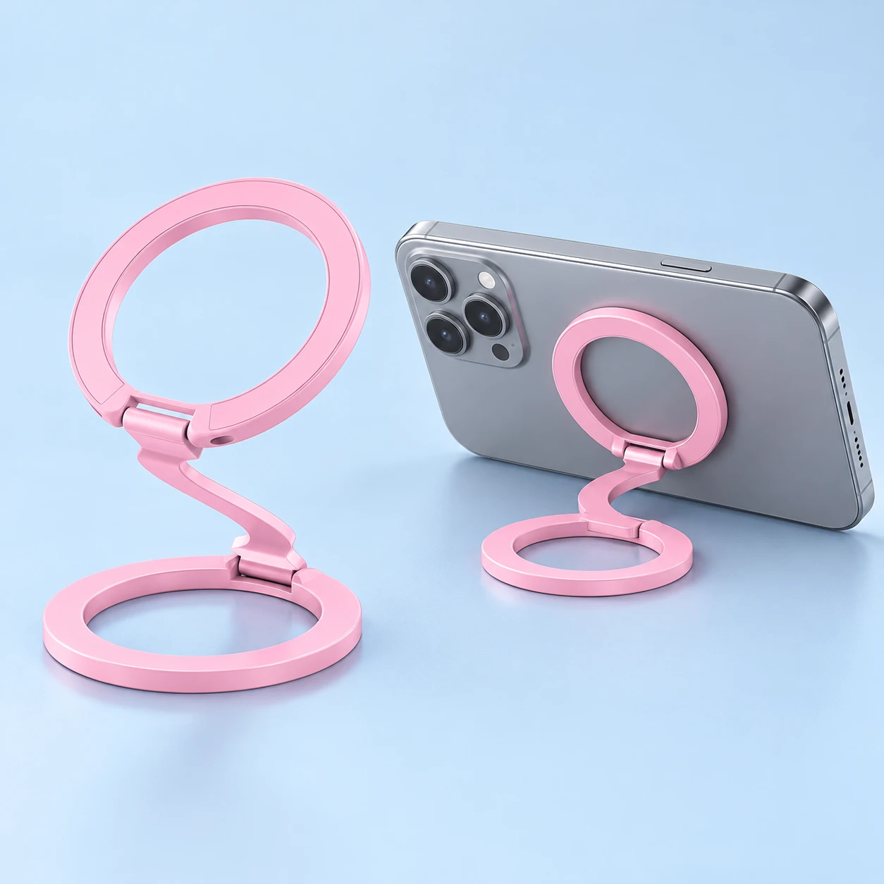 Light Pink S-Bridge Dual-Ring Phone Holder