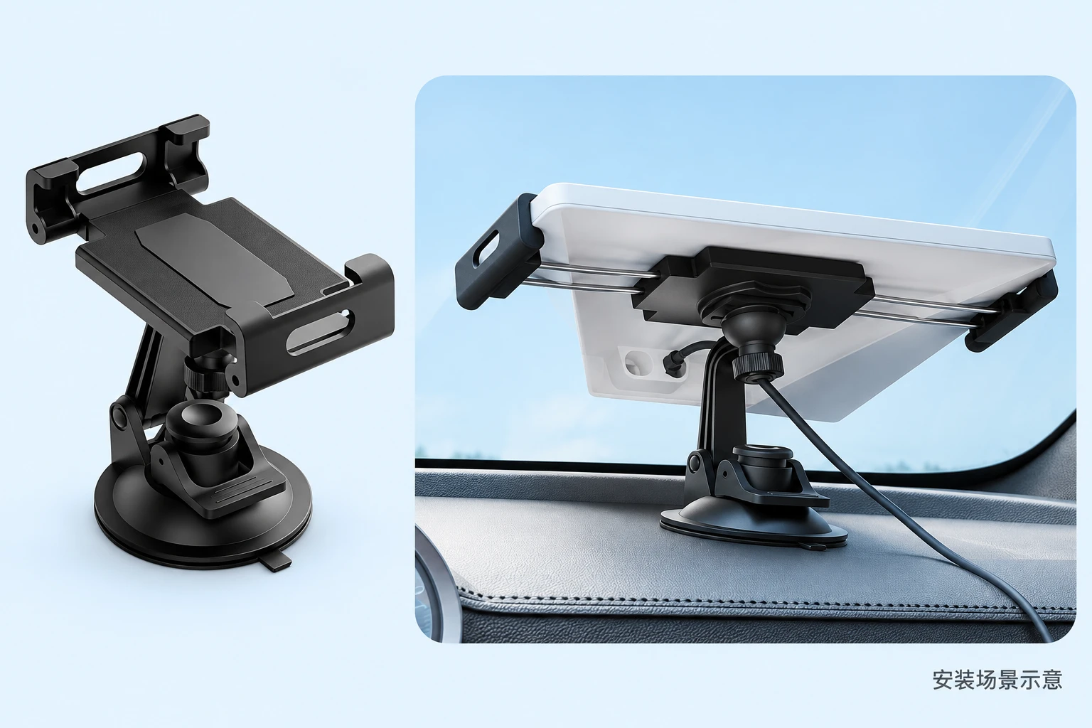 Sliding Edge-Clamp Suction Mount for Starlink Mini