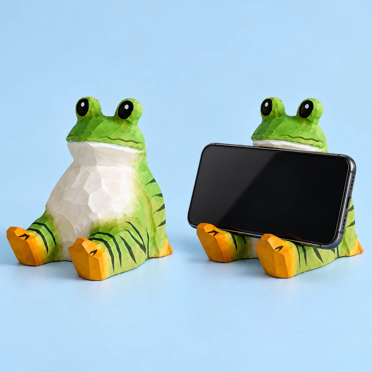 Wooden Frog Phone Stand
